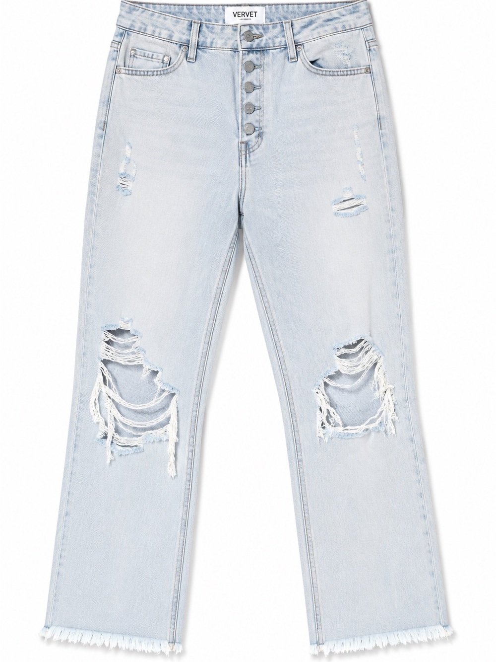 Velvet Light Blue Distressed Straight-Leg Jeans